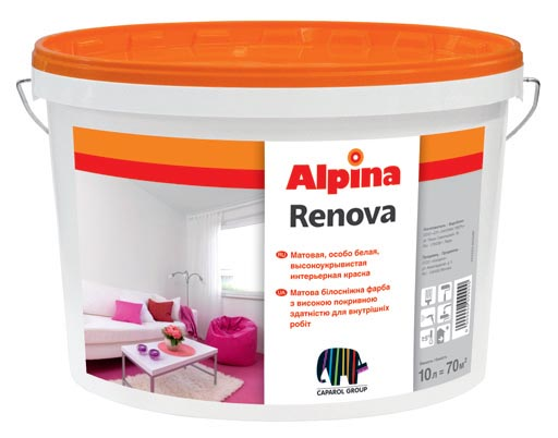 картинка ALPINA RENOVA интерьерная для стен и потолков с сайта Гипсовик